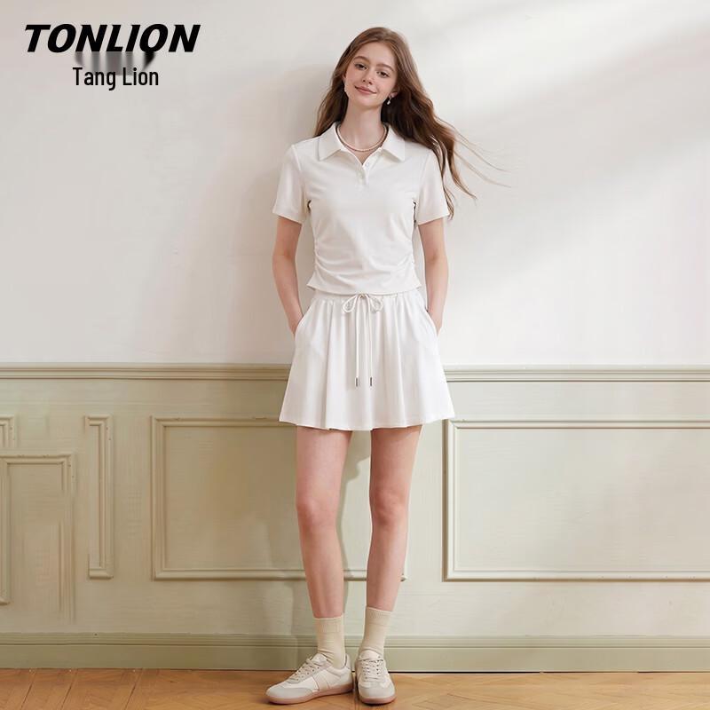 Женский спортивный комплект TonLion: высокоэластичная короткая юбка-поло XL белый