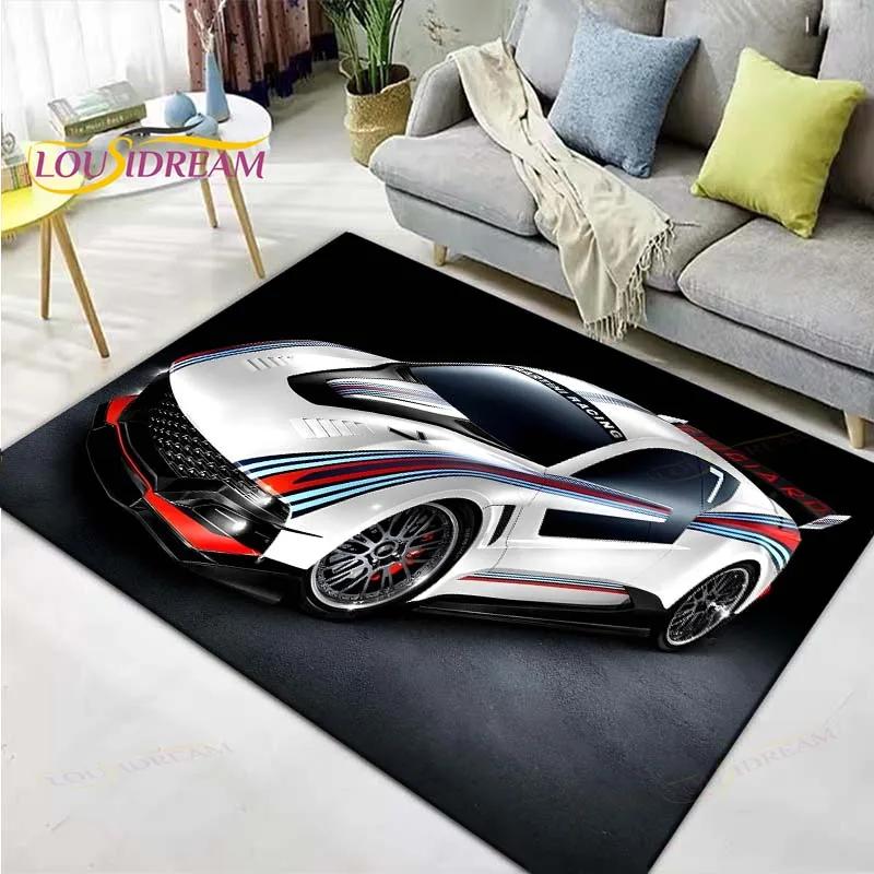 3D Racing Car Decor Carpet Non Slip Rug for Balcony, Bedroom, Kitchen & Coffee Table Stylish Floor Mat & Gift