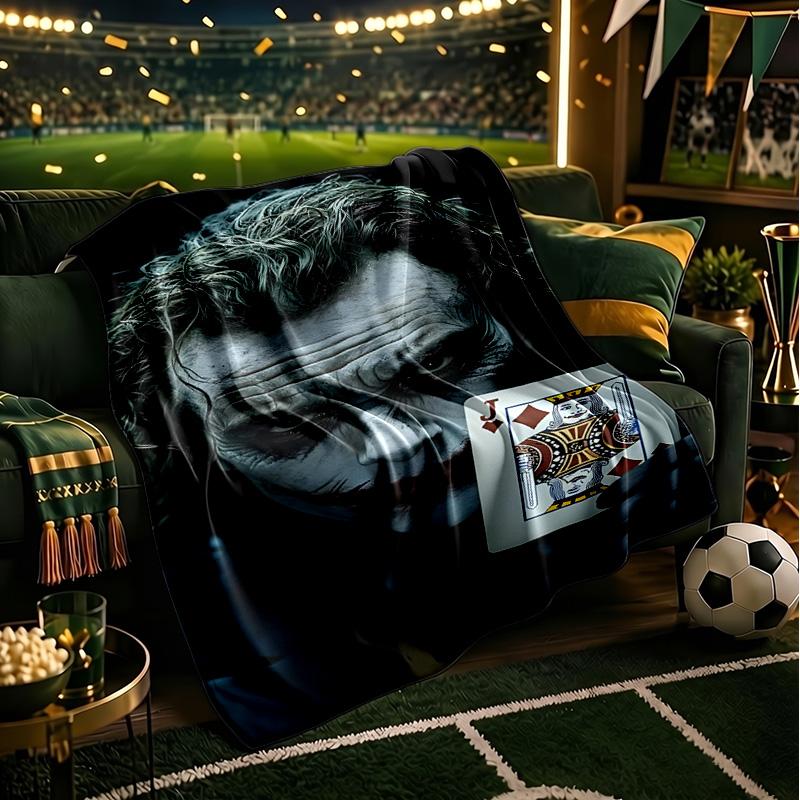 Jo-ker In Green Suit Throws Blanket Flannel Blankets Plush for Couch Bed Gifts for Men Women Travel Picnic Blanket Christmas Fan Gifts