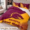 Brisbane Broncos Beddengoed Set met Opdruk Gepersonaliseerde Naam Tekst 1 Dekbedovertrek 2 Kussenslopen Voor Slaapkamer