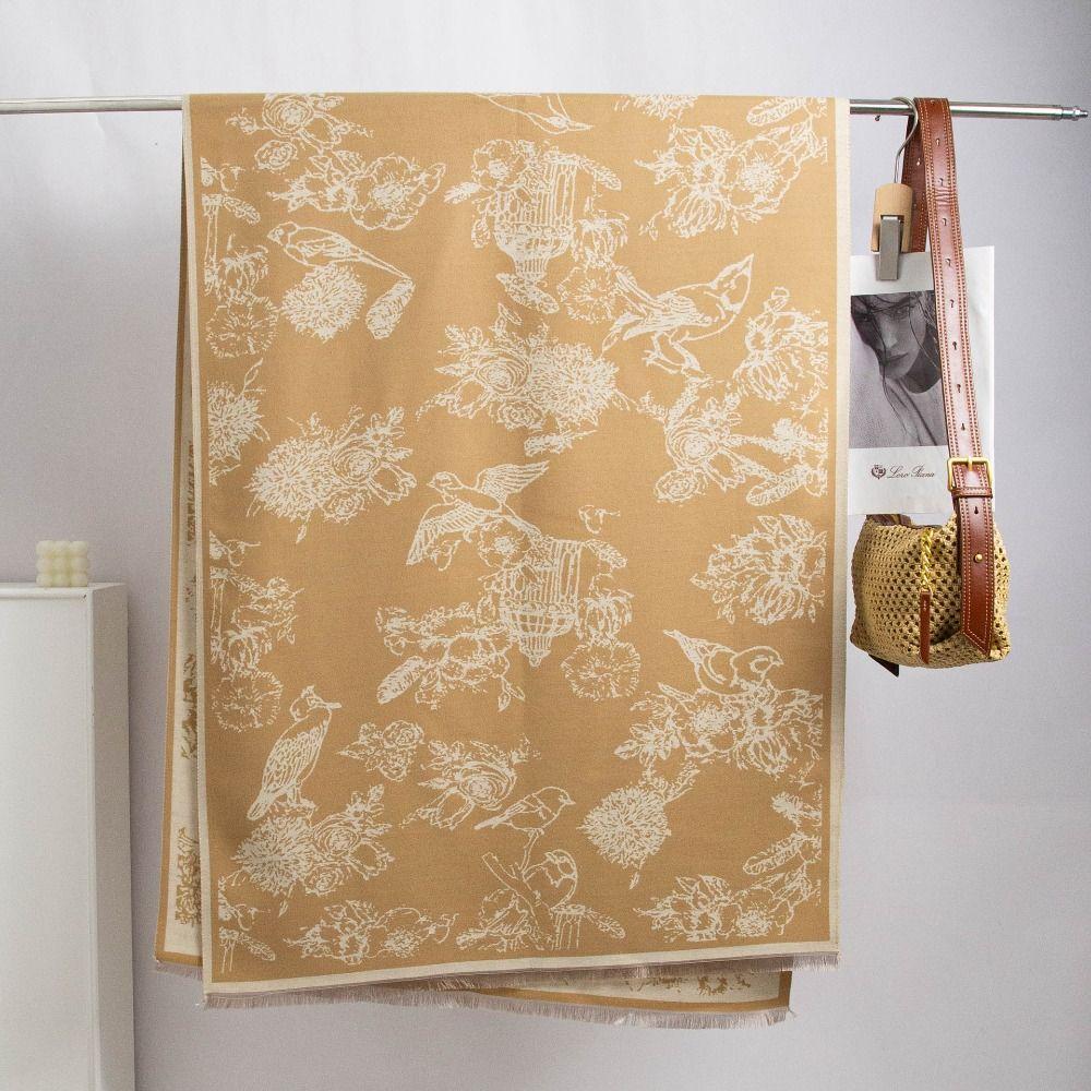 Warm Printed Scarf Flower Large Shawl Retro Cashmere Tassel Scarves  Student