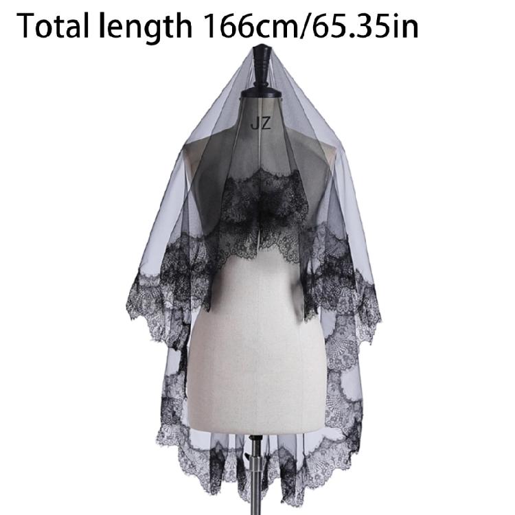 Dark Series Black Mesh Veil for Halloween Masquerade Party Bride Dress Up Wedding Veil for Parties Festival Props