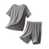Men's Teen Ice Silk Pajamas - Summer Two-Piece Seamless Short Sleeve Set, Large Size