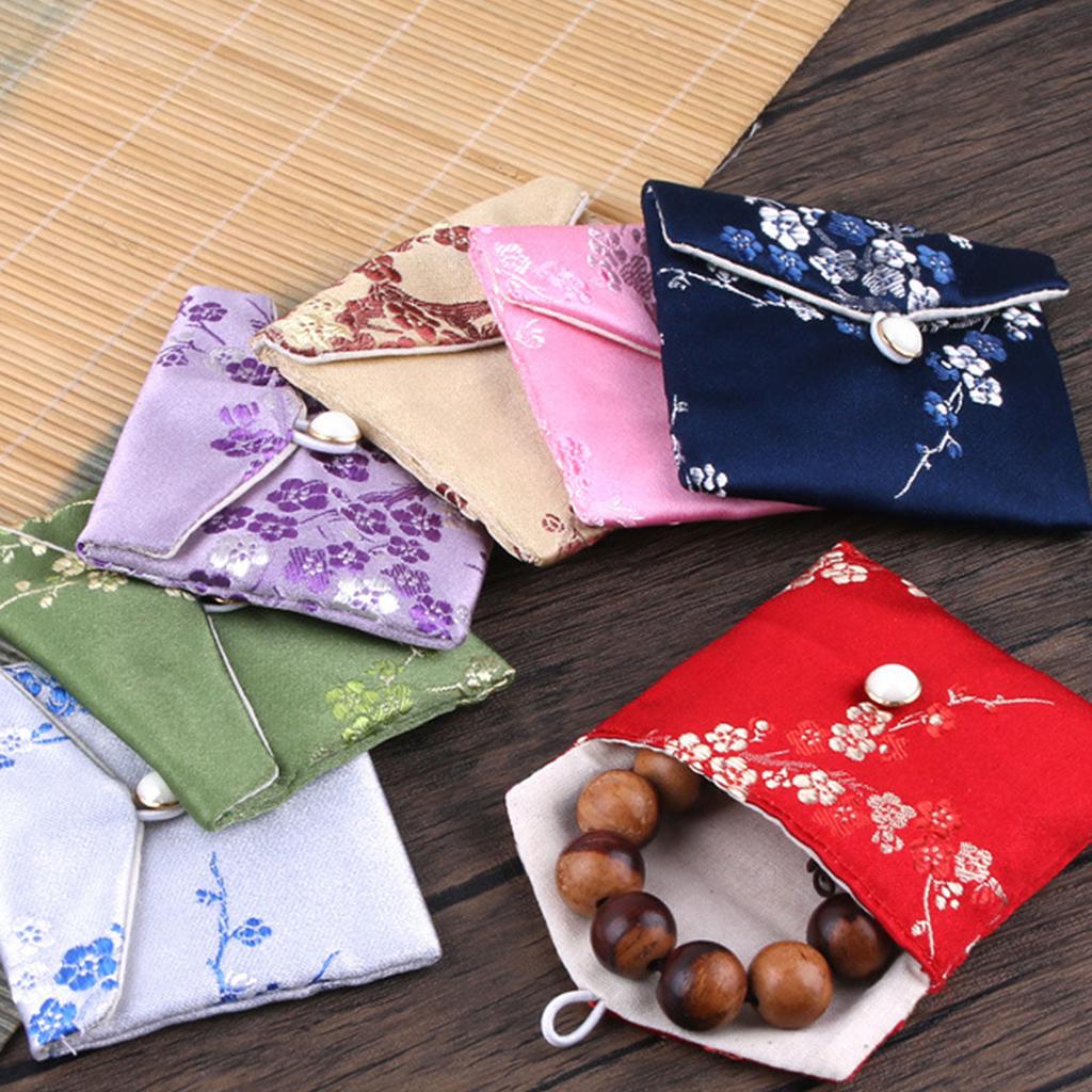 Brocade Fabric Jewelry Case Long Time Use with Antique Charm Organizers for Earrings