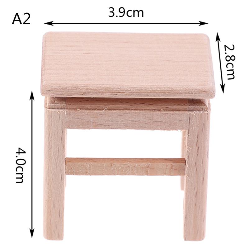 1Pcs 1/12 Simulation Wooden Stool Living Room Toy Doll House Accessories Mini Dollhouse Furniture Miniature Kids Toy