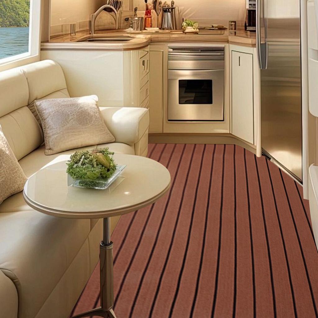 EVA Foam Teak Boat Decking Sheet Carpet Self-Adhesive Marine Yacht RV Boat Flooring Mats Decking Pad 94.5" x 35.4" Brown