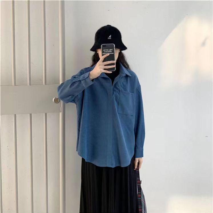 Chic Fake Two-Piece Loose Long-Sleeved Shirt for Fall/Winter