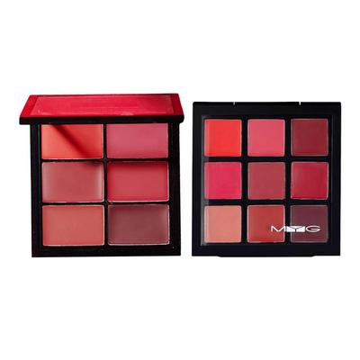 Lippenpalette Damenlippenstiftpalette Lipgloss Make-up Kosmetik Creme Mehrfarbiges Set Zubehör Werkzeuge Geschenk, 9 Farben, 1 Stück