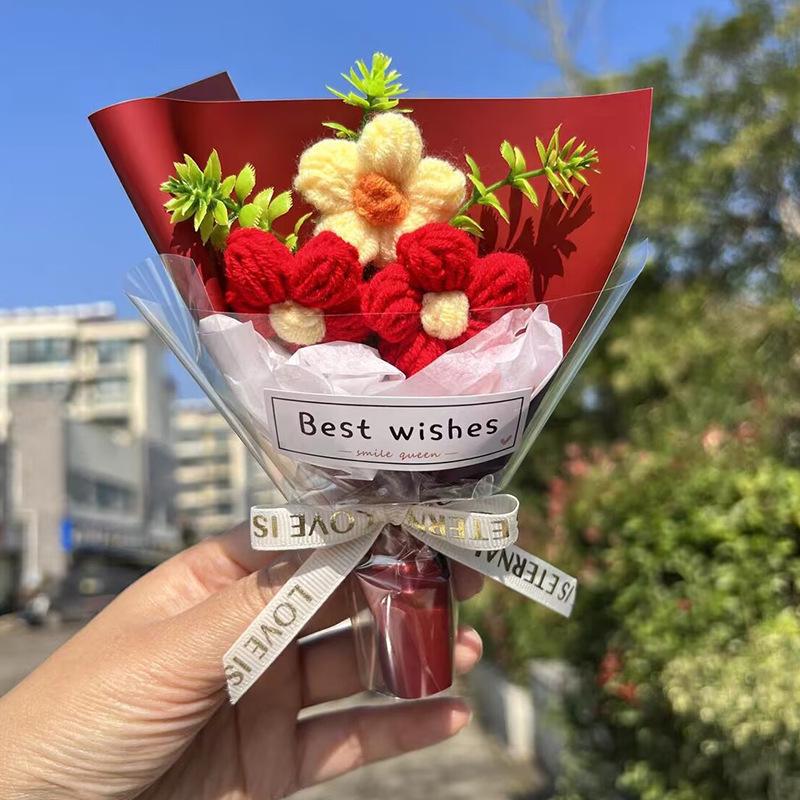 Handmade Wool Flower Bouquet for Women's Day or Teacher's Day - Thoughtful Gift for Students