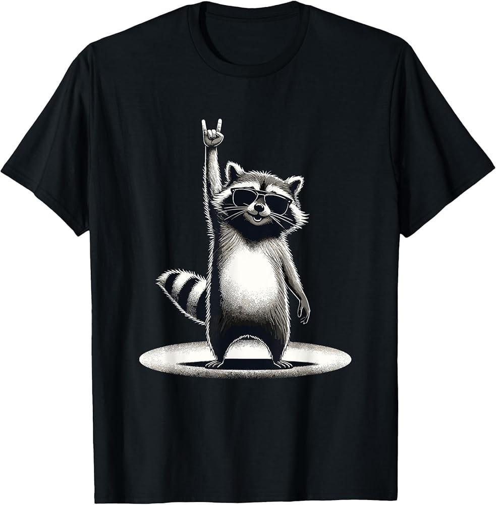 Retro Raccoon Rock Music Gift Funny Raccoon TShirt Unisex T-Shirt M