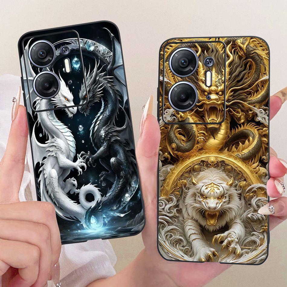 For Infinix Hot 30 5G X6832 Cool Dragon Tiger Pattern Phone Case For Infinix Hot30 5G Black Silicone Soft Cases