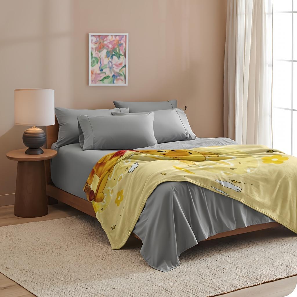 1pc Disney Winnie the Pooh Blanket - Soft Flannel 2D Print, Ideal for Cozy Home Decor & Camping, All-Season Gift for Kids & Fami
