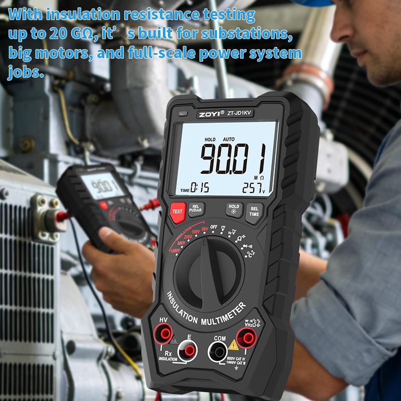ZOYI 1KV Rechargeable Insulation Resistance Tester, High Precision Digital Megohmmeter, Multifunctional Megger Multimeter