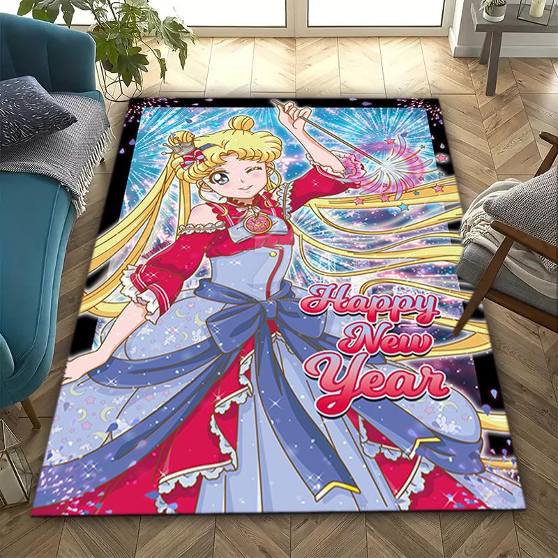 Cute cartoon theme Sailor Moon Tsukino Usagi cartoon rug Multifunctional household anti-slip decorative door mat, outdoor floor mat, and carpet Y14