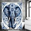 Creative Blue-and-White Porcelain Elephant Shower Curtain Washable Dirt-Resistant Shower Head Waterproof Polyester Bath Curtain