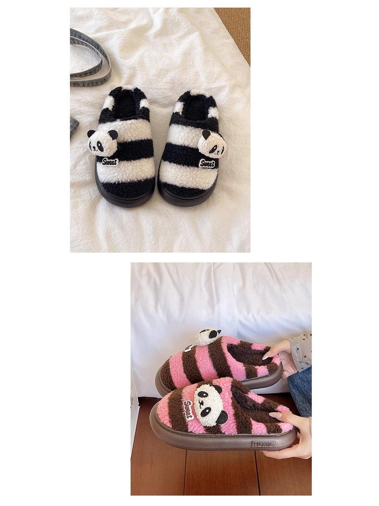 2025 Cute Cartoon Panda Women's Closed-Toe Non-Slip Cotton Slippers for Autumn & Winter