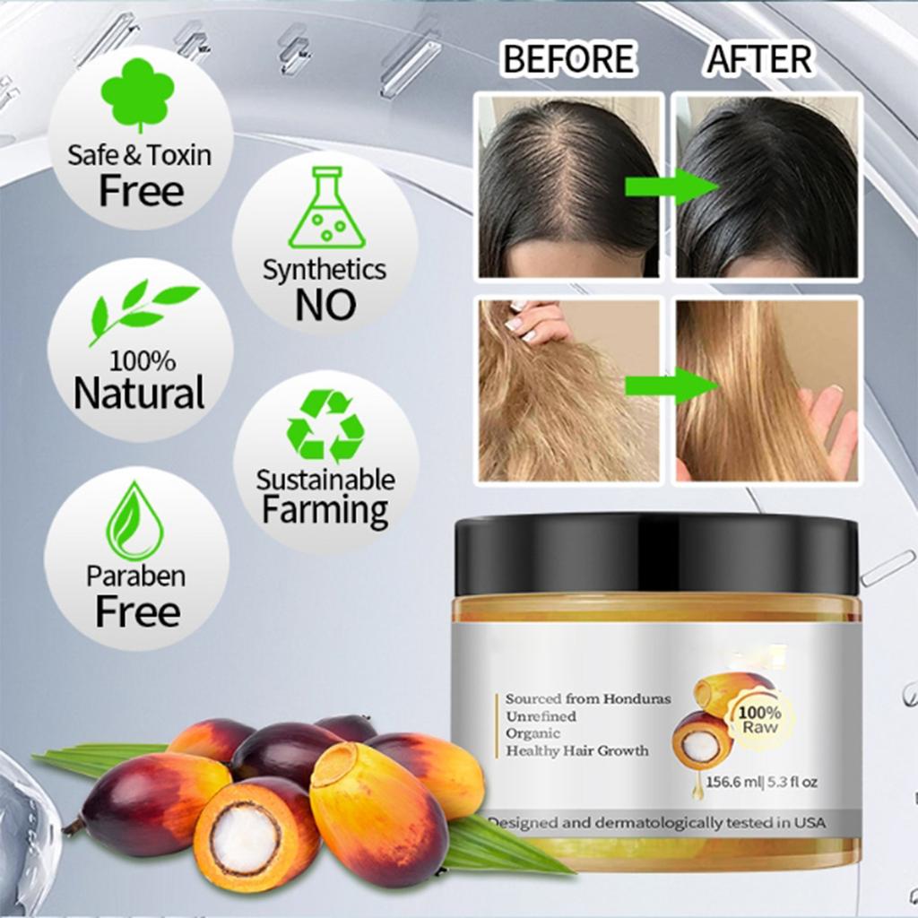 Natural Unrefined And Organic From Honduras For Hair Growth - Enhances Hair Thickness Loss For Men Women156.6ml