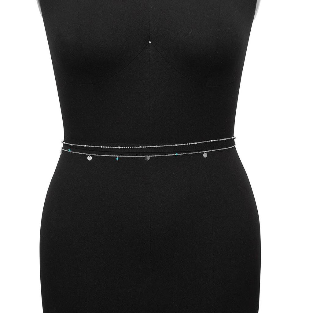 Elegant Turquoise Sequin Pendant Waist Chain - Sexy Vacation Style Body Chain
