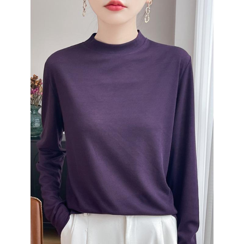 Nuovo Top Base Layer alla Moda Maglia Base T-shirt Collo Alto Maglione Lavorato a Maglia Leggero Stile Primavera/Autunno da Donna