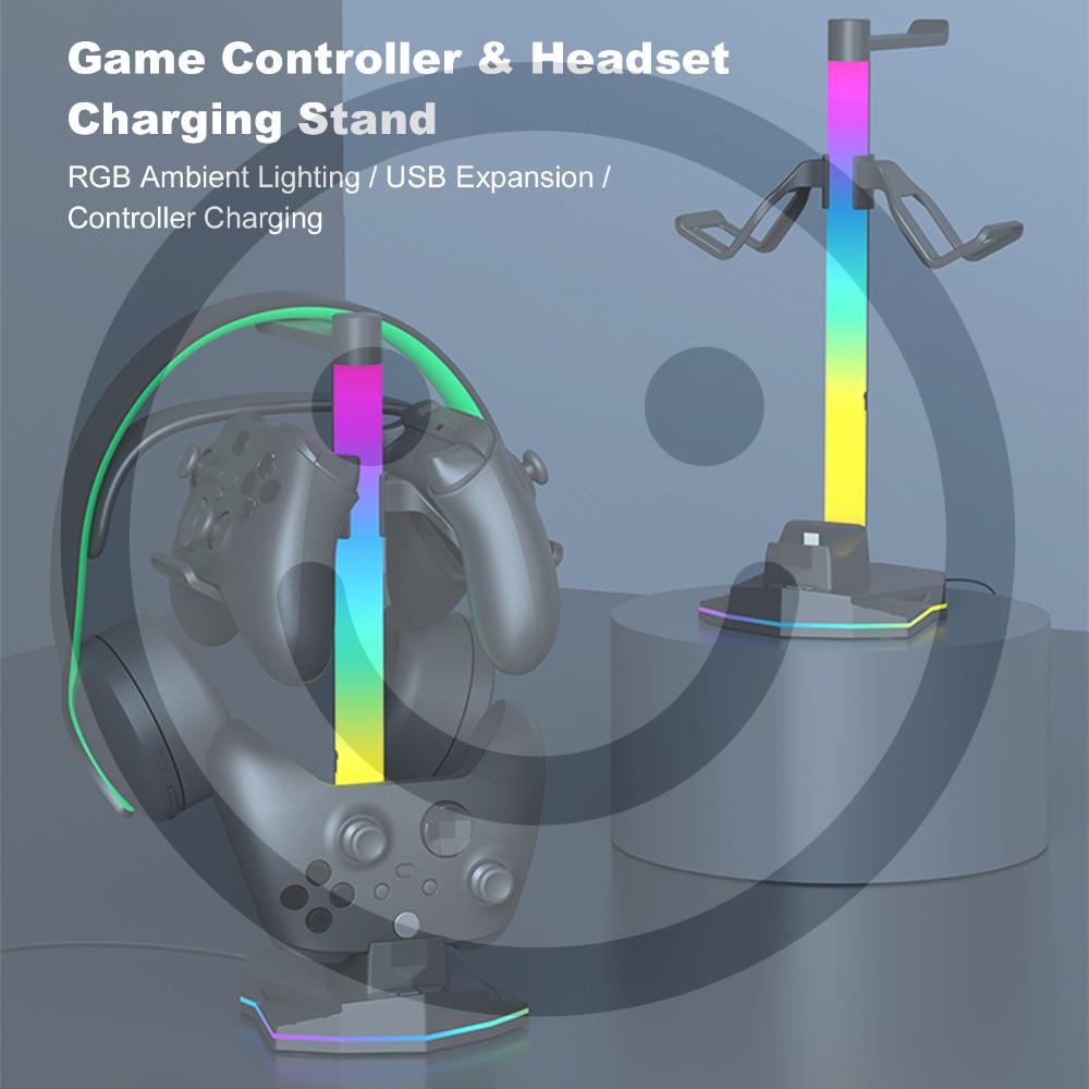 

RGB Earphone Storage Stand with 2 USB Port Game Controller Charger Station Holder For Xbox Series X/PS5/PS5 Slim Game Accessory China Mainland