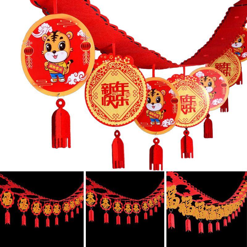 Chinese Cny 2022 New Year Banner Flag Pendant Spring Festival Decoration Hanging