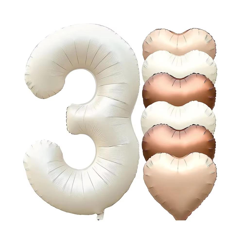 7pcs 32inch Number Balloons Set Helium Balloon with Big Heart Balloons for Girl and Boy 9th Year Old Birthday Party Decorations