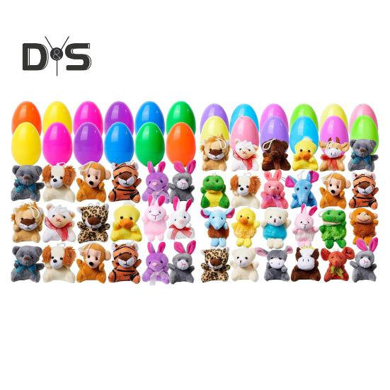 

24 шт. предварительно заполненных пасхальных яиц с мини-мягкими плюшевыми игрушками для вечеринок, наполнители для пасхальной корзины для игры «Охота на пасхальные яйца», призовые принадлежности для класса 24PCS