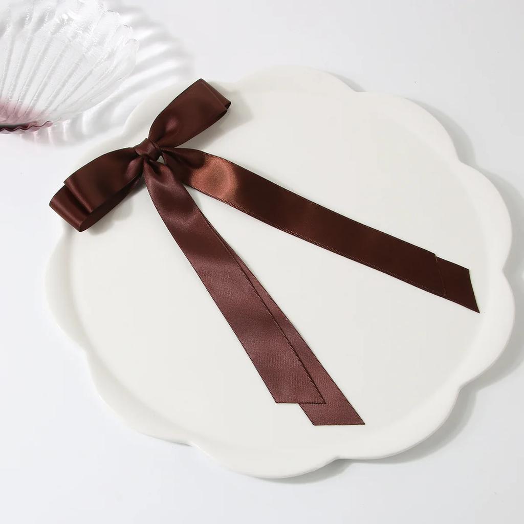 Women Elegant Bow Ribbon Hair Clip Fashion Solid Satin Clips Simple Bowknot Hairpins Barrettes Hair Accessories for Girls