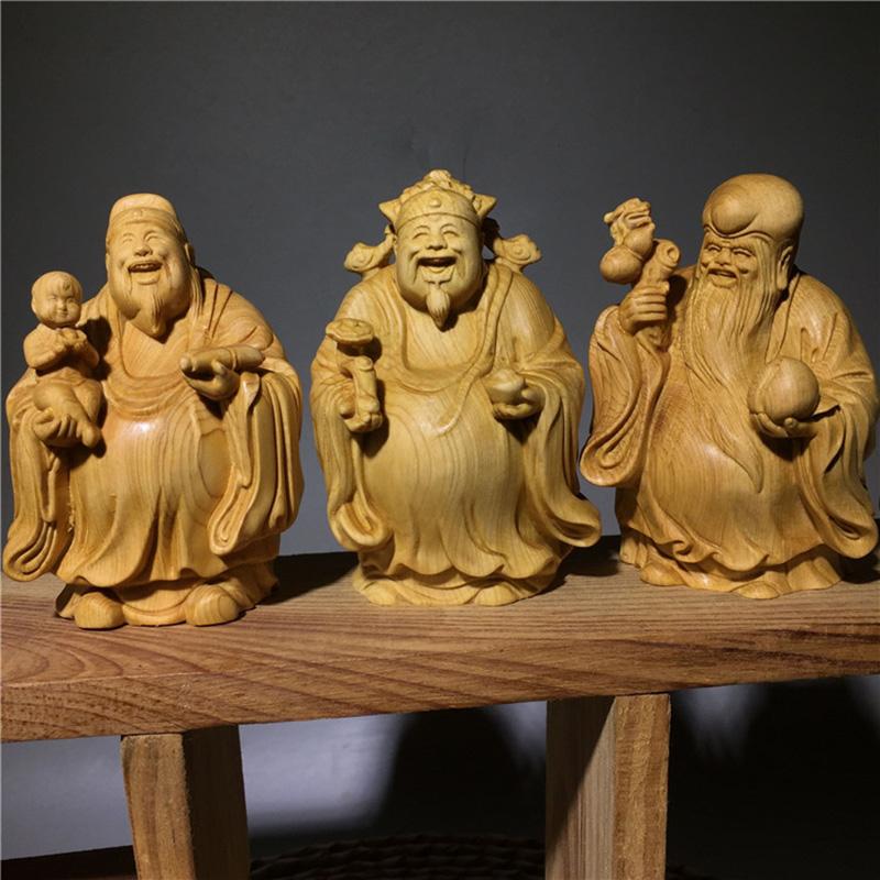 

Натуральное дерево Массив Дерева Фу Лу Шоу - Статуэтка Персонажей Деревянная Ручная Резьба Дом Комната Офис Удача Украшение Статуэтка Набор из трех предметов
