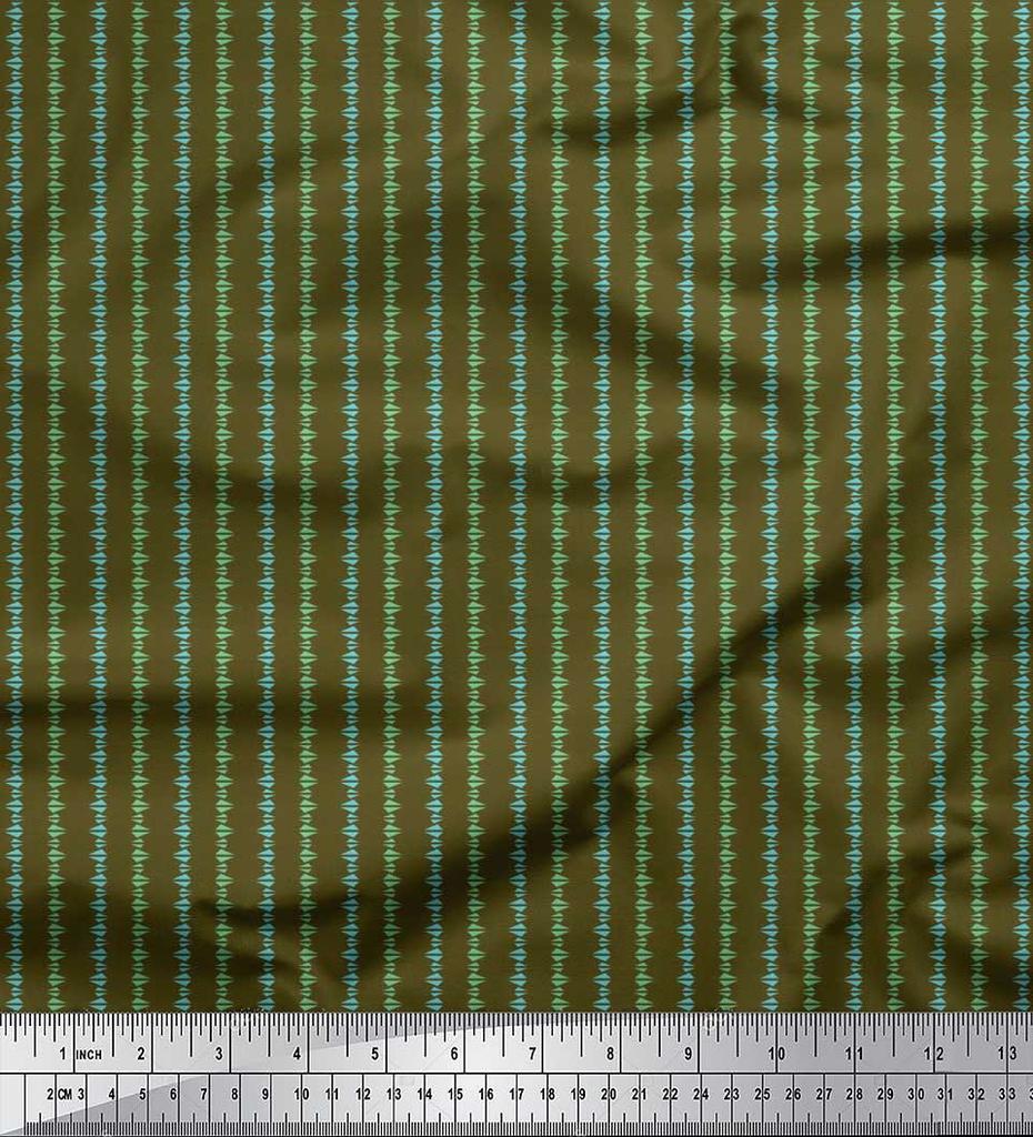 Soimoi Japan Crepe Satin Fabric Triangle Shirting Printed Craft Fabric by the Metre 42 Inch