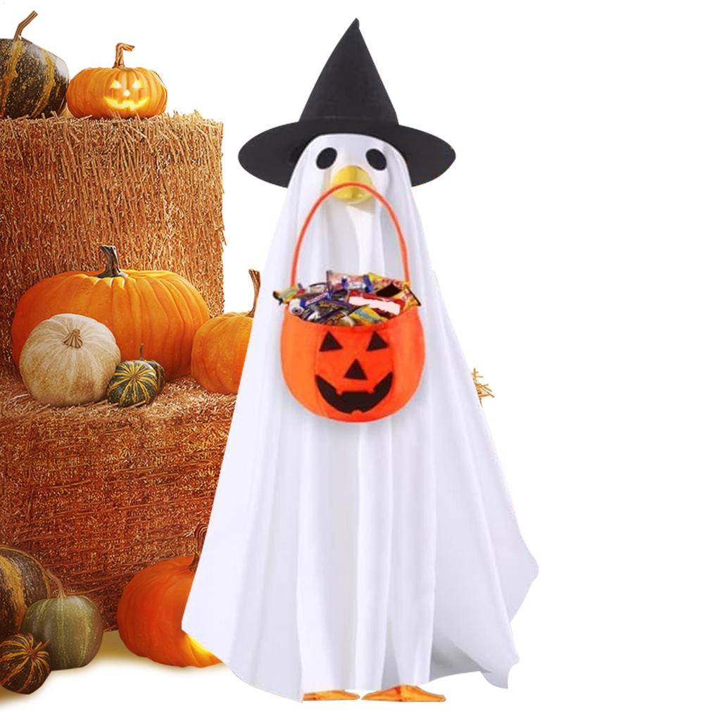 Porch Geese Halloween Outfit Lawn Geese Statue Ghost Clothing Yard Statue Clothing For Courtyard Garden Fall Season Homeowners
