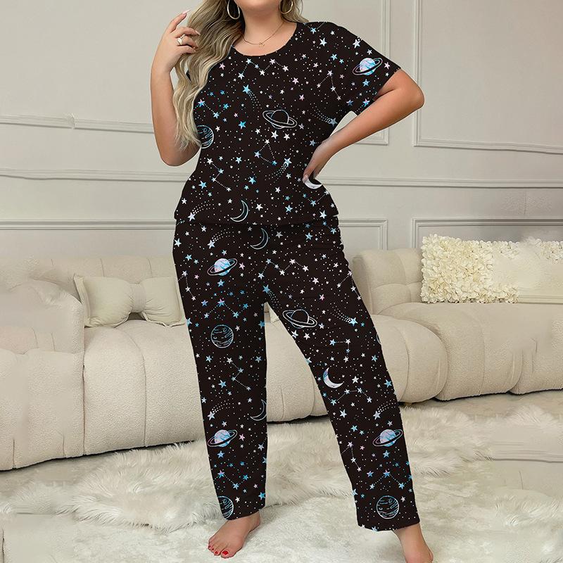 

Осенний новый женский домашний костюм из двух предметов большого размера с принтом «пузыри», круглым вырезом и длинными рукавами, брюки 5XL