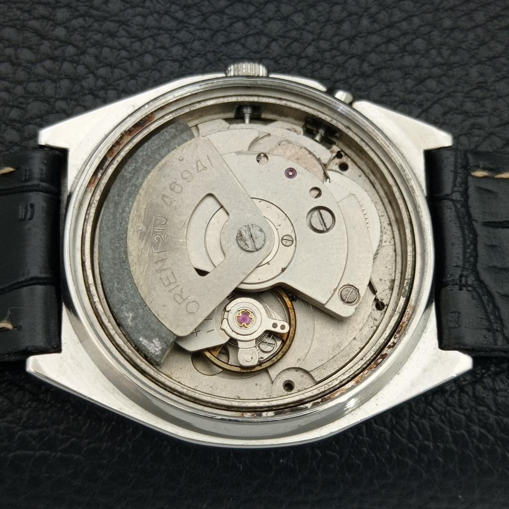 JAPAN VINTAGE ORIENT CRYSTAL AUTOMATIC 46941 MENS WHITE DIAL WATCH a704868-1