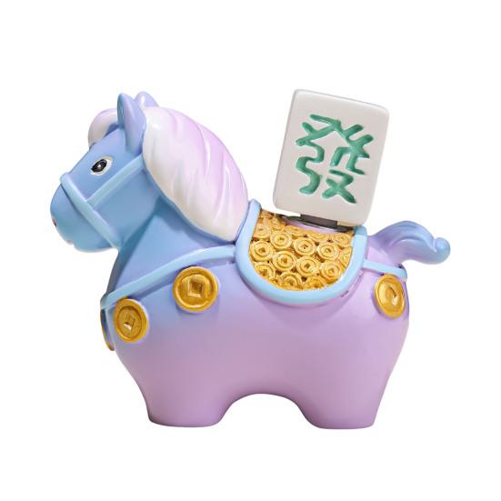 

Yousheng Chinese Style Horse Statue Rotatable Golden Ingot Lucky Bag Flower Copper Coin Cartoon Pony Figurine Desktop Feng Shui Decoration Ornament C