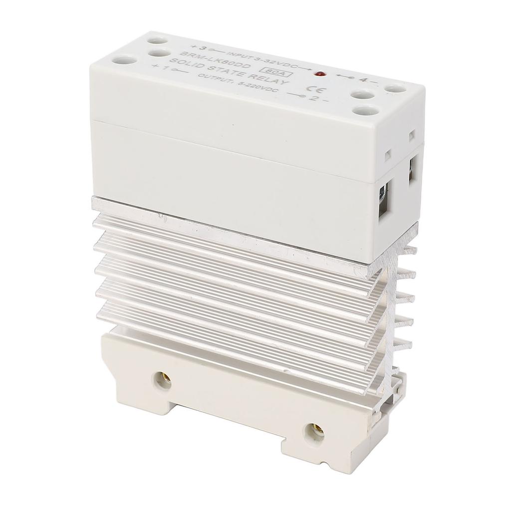 Solid State Relay 80A 3‑32VDC Input 5‑220VDC Output 35MM Rail Mounting DC To DC SSR with Heatsink