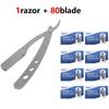 1 Razor&blade Men Professional Barber Razor Manual Shaver Straight Edge Stainless Steel Shaver Folding Shaving Shave With Blade for Daily Use