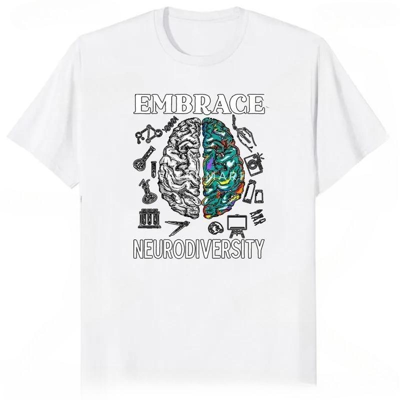 Funny Neurodiversity Brain Autism Awareness ASD ADHD Unisex Women TShirt Graphic Tee Y2k Top Lovely Gifts Short Sleeve