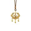 Gold Sand Filigree Ruyi Peace Lock Pendant Necklace - Women's Simulated Gold Accessory