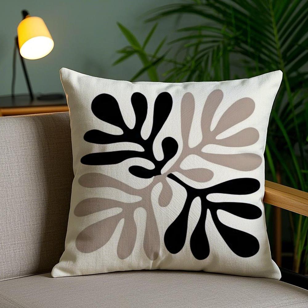 Classic Modern Flowers Cushion Cover Soft Short Plush Double-Sided Printing Home Decor Machine Washable Pillow Case Gift