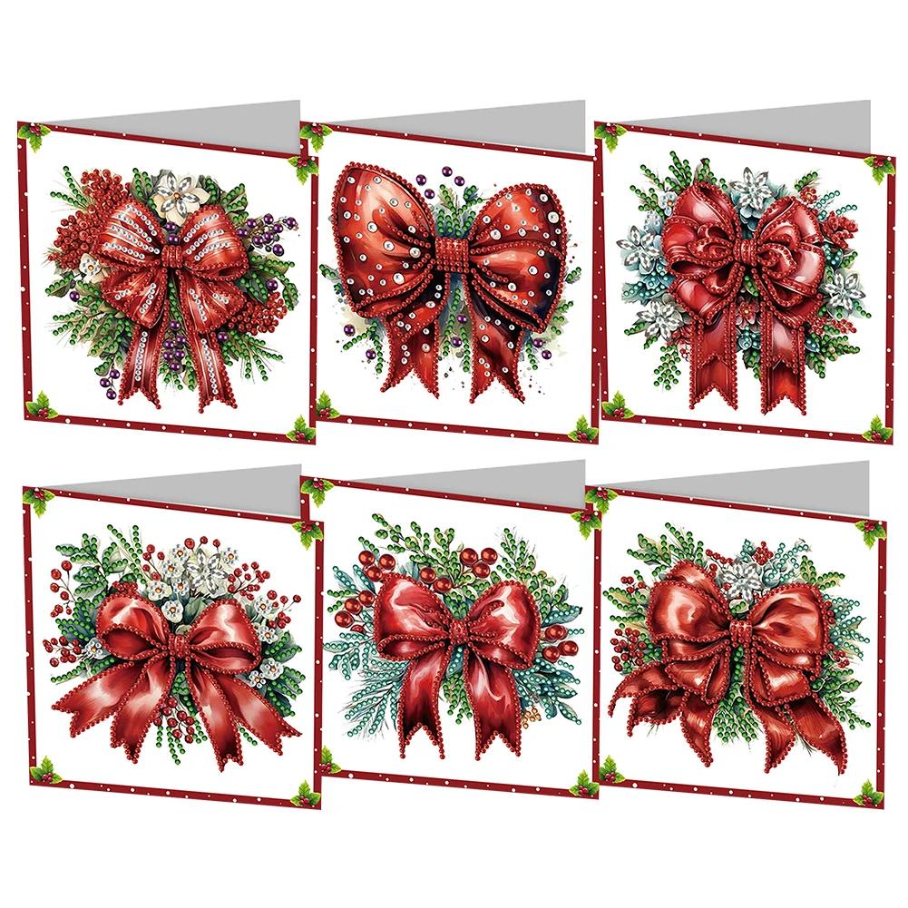 6Pcs/Set Diamond Painting Greeting Cards Christmas Cards 5D Diamond Embroidery Diamond Mosaic Set DIY Holiday Christmas Gifts