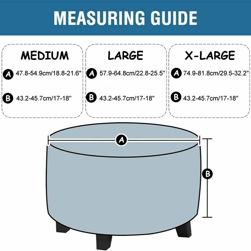 Jacquard Ottoman Stool Cover Elastic Round Footstool Sofa Slipcover Footrest Chair Covers For Recliner Sofa Cover Washable