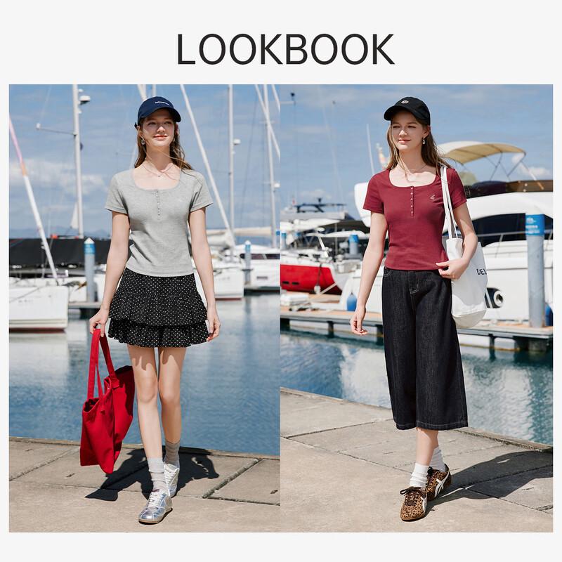Women's Slim Fit U-Neck Knit T-Shirt