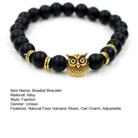 Bracelet d'anxiété élégant, breloque hibou, unisexe, décoratif