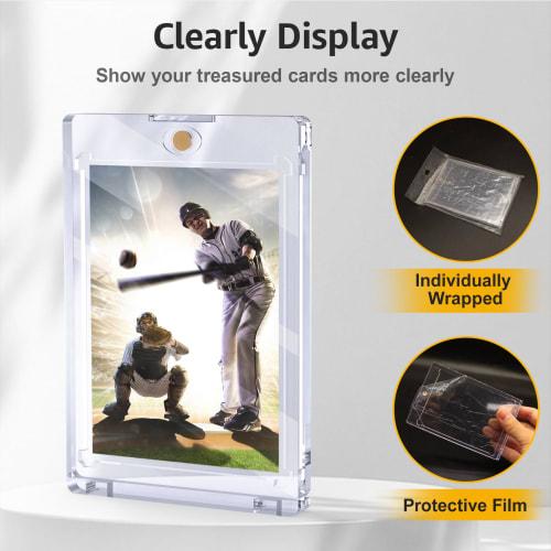 SAMYUCHO 100PT Magnetic Card Holders for Trading Cards, 15-Pack Card Touch Holder, UV Protection Baseball Card Display Case with Hard Plastic Protecto