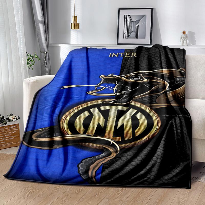 1 Stück Decke Inter Mailand Logo 1 Print Design, Leichte Decke für Sofa, Bett - Weich & Warm, Geschenk für Alle Jahreszeiten wie Weihnachten, Halloween