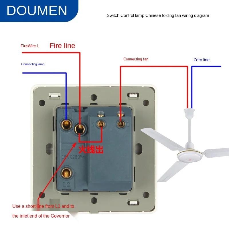Ventilátor elektrický ventilátor plynulá regulace otáček s přepínacím panelem, regulátor stropního ventilátoru, 1gang1way s přepínačem regulace otáček