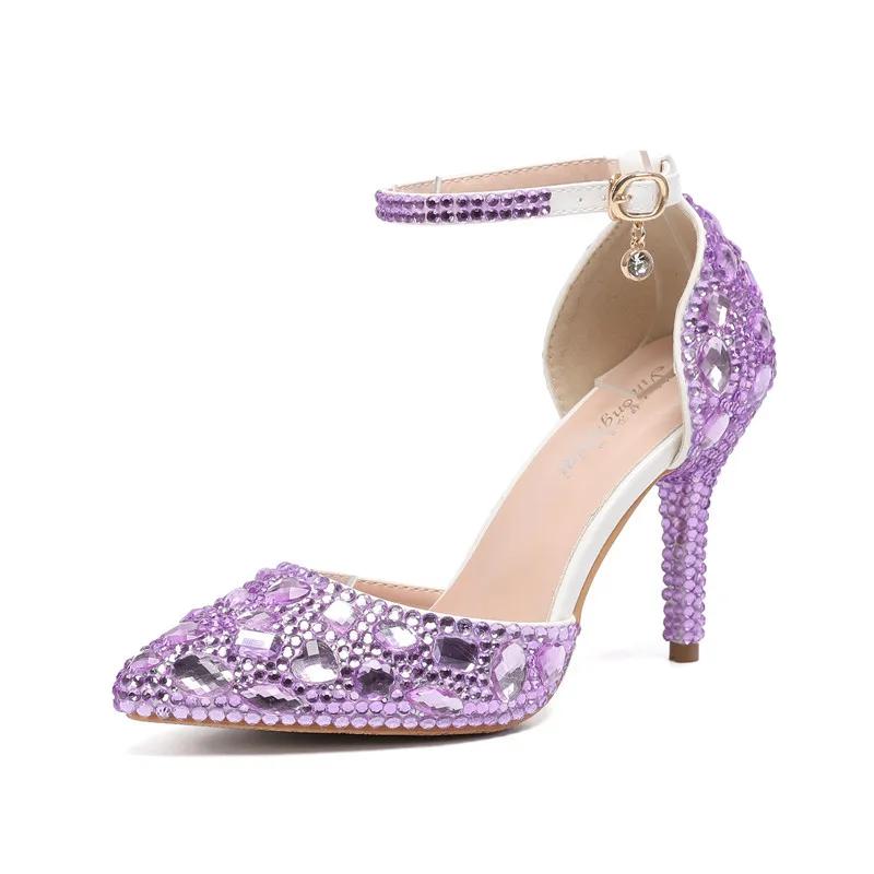 

XIHAHA Color Party Shoes Women New Design Floral Full Diamond Fashion Woman High Heel Wedding Banquet Ladies Sandals Sneaker 43