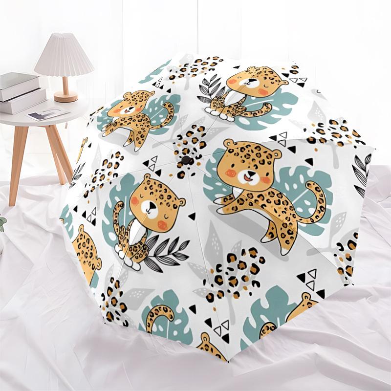 1pc Leopard, Jungle Pattern Umbrella - Portable Home Essential, Durable Iron Frame with Rod Structure, Fashion Lovers Y250910043