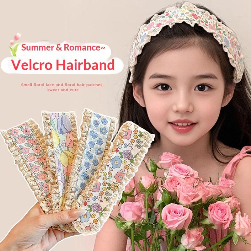 Knitting Colorful Flower Bangs Sticker Hair Band Printed Hair Sticker Headdress Sweet Floral Knitted Bangs Sticker Headband