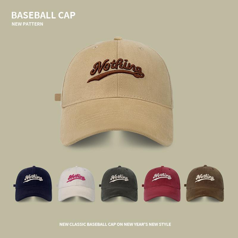 Baseball hat men's trendy brand polished embroidery letters enlarged and deepened wide brim versatile face small peaked cap women